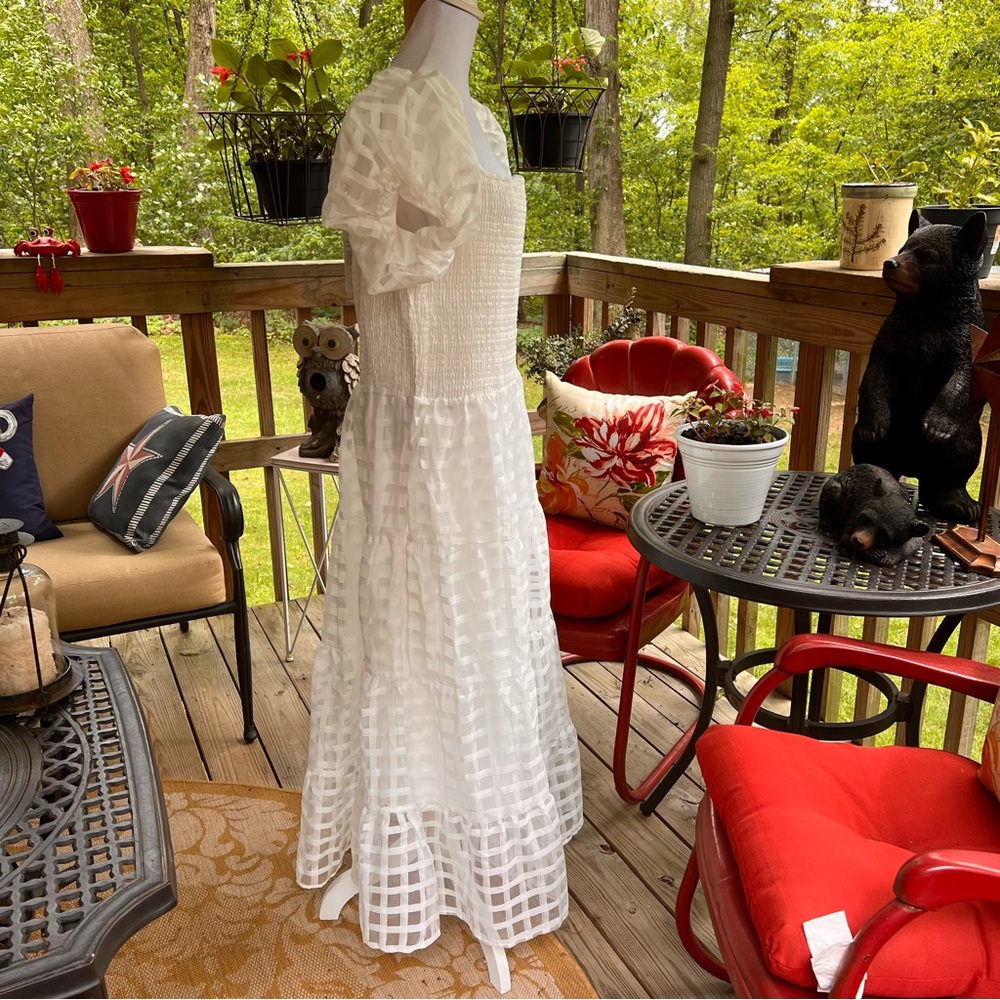 Pretty Garden White Pretty Shoulder Sundress XXL fully lined, Maxi - Picture 6 of 13